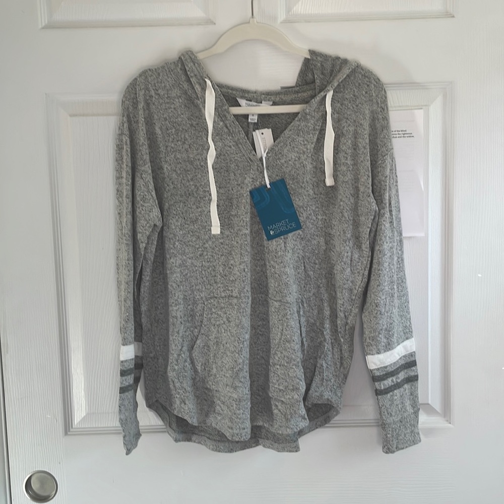 Market & Spruce | Kallon Brushed Knit Hoodie | M | Grey